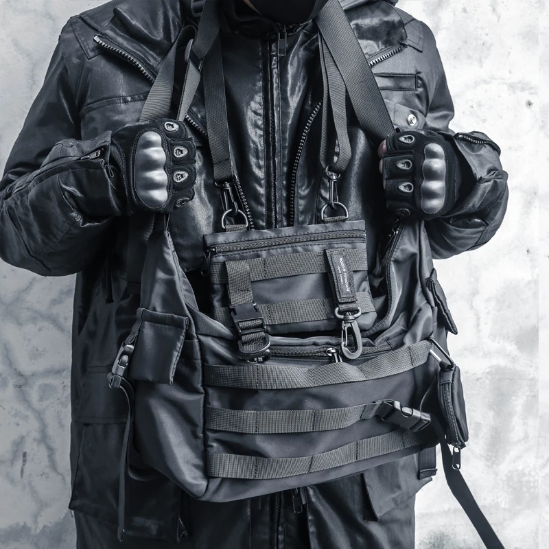 Men Messenger Bag Street Trendy Tactical Functional Shoulder Waterproof Bags Hip Hop Streetwear Oxford Bag 2