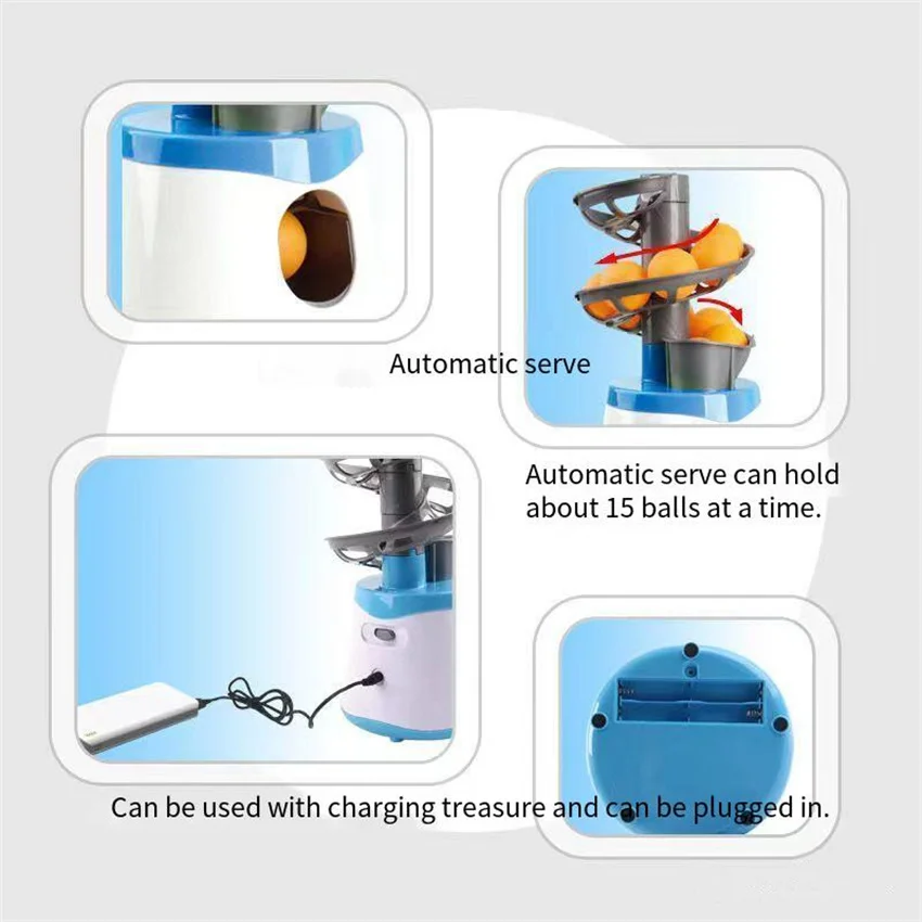 Portable Table Tennis Ball Pitcher Dual Power Supply Version Ping Pong Ball Robot Pitching Machine Trainers table tennis ball pitcher