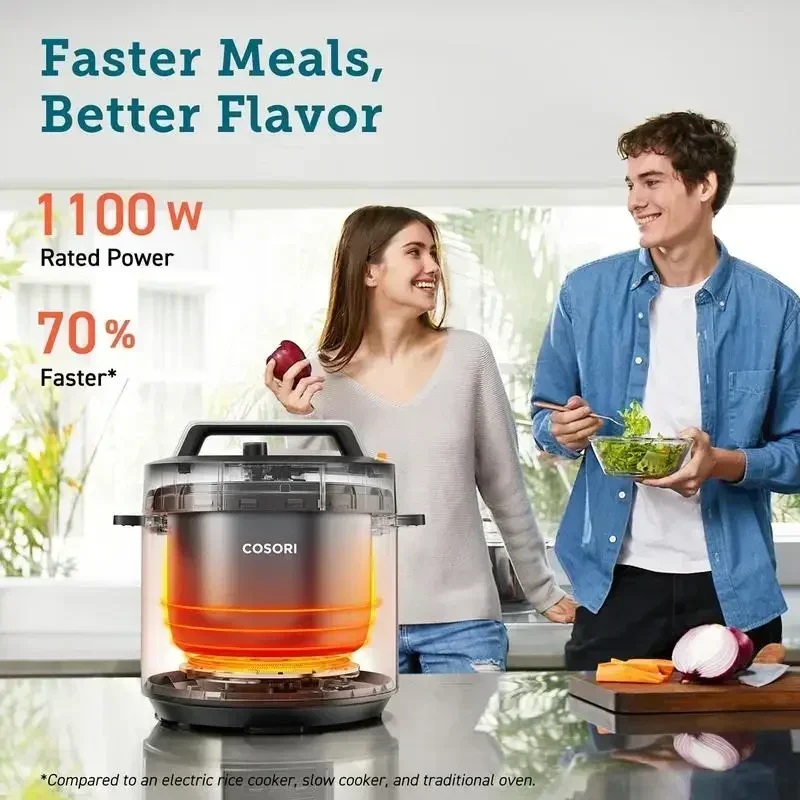 COSORI Electric Pressure Cooker 6-Qt, 9-in-1 Multi-Cooker: Rice, Saut&eacute;, Sous Vide, Sterilizer, 1100W, Stainless Steel, Cookbook