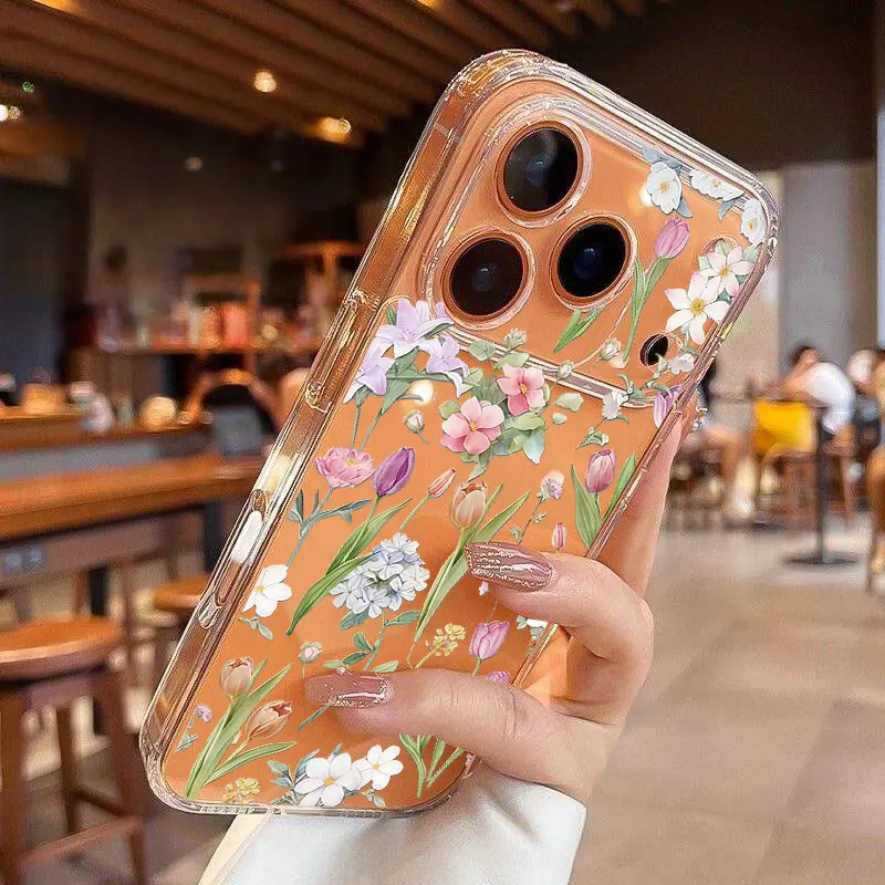 Floral Leaves Clear Phone Case