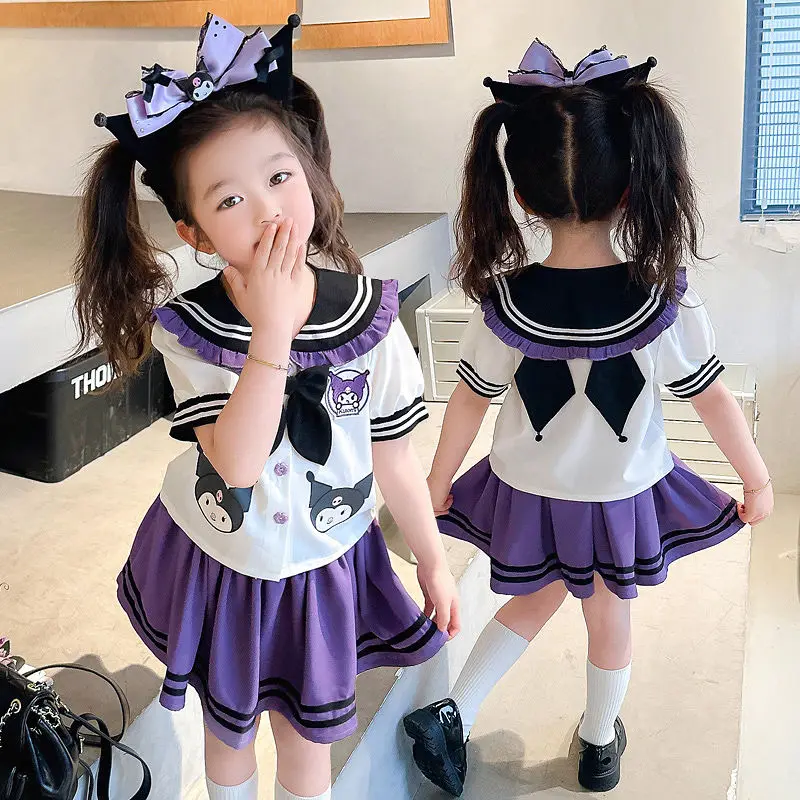 

Girl suit Sanrio Series Anime kuromi JK uniform Children's genuine full set Primary school pleated skirt Academy Style clothes