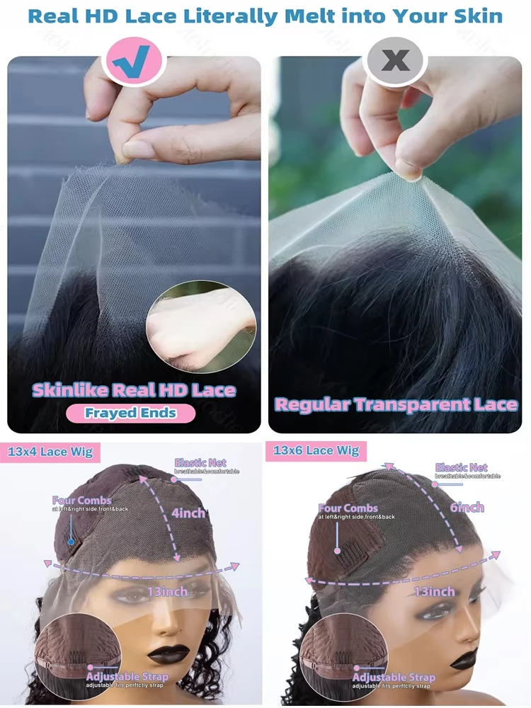 30 36 40 Inch 13x4 13x6 HD Transparent Bone Straight Lace Frontal Wigs 5x5 Glueless Wear and Go Human Hair Wig For Women