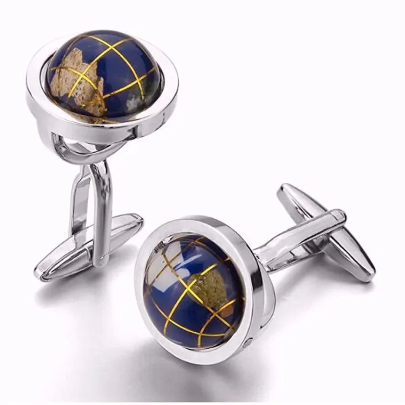 

Earth Pattern Rotatable Cufflinks French High-end Creative Personality Couple Business Casual Dating Clothing Blue Accessories