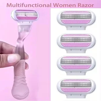 1 manico + lama 2/4 lame di rasoio di sicurezza per donna viso/gamba/ascella/bikini bellezza depilazione rasatura compatibile rasoio Venus 1