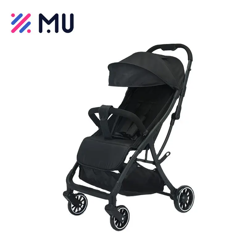 Portable Adjustable Backrest Cationic Fabric Removable Bumper Lightweight Foldable Baby Pram Stroller