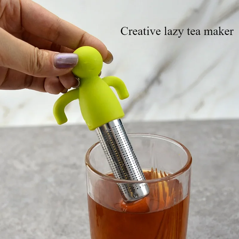 Tea Infuser Creative Humanoid Tea Glass Infuser 304 Stainless Steel Silicone Glass Filter Mesh