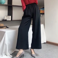 Women's 100% Pure Silk Thin Loose Type Wide Leg Long Pants Trousers beige black navy MM002 2