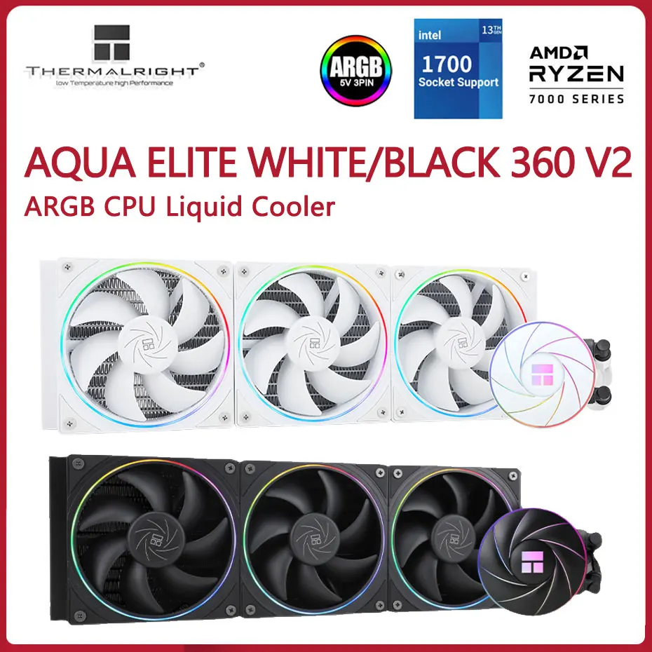 

Thermalright AQUA ELITE 360 White ARGB CPU Liquid Cooler 5V 3PIN CPU Fan Integrated Water Cooling Radiator For LGA1700 115x AM5