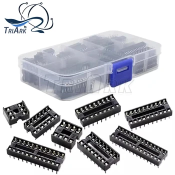 66PCS/lot with Box DIP IC Sockets Adaptor Solder Type Socket Kit 6 8 14 16 18 20 24 28 Pin DIP-6 DIP-8 DIP-14 IC Connector 1
