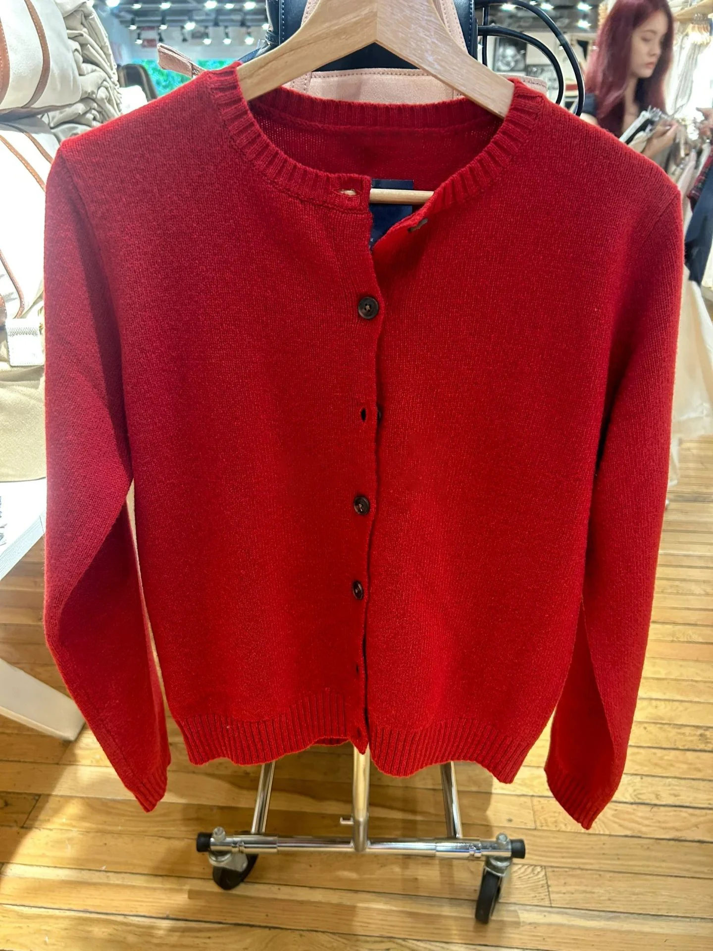 Description Picture 6 of itemNew Red Knitted Sweater Cardigan Autumn Round Neck Single Breasted Cotton Knitwear Casual Vintage Simple Solid Sweaters Coat Y2k