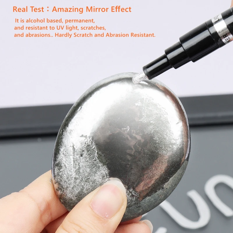 JIKUN Chrome Mirror Marker Silver Marker Liquid Pen for Cards, Posters,  Rock Mugs, Ceramic, Glass, Metallic Craftwork Paint Pen