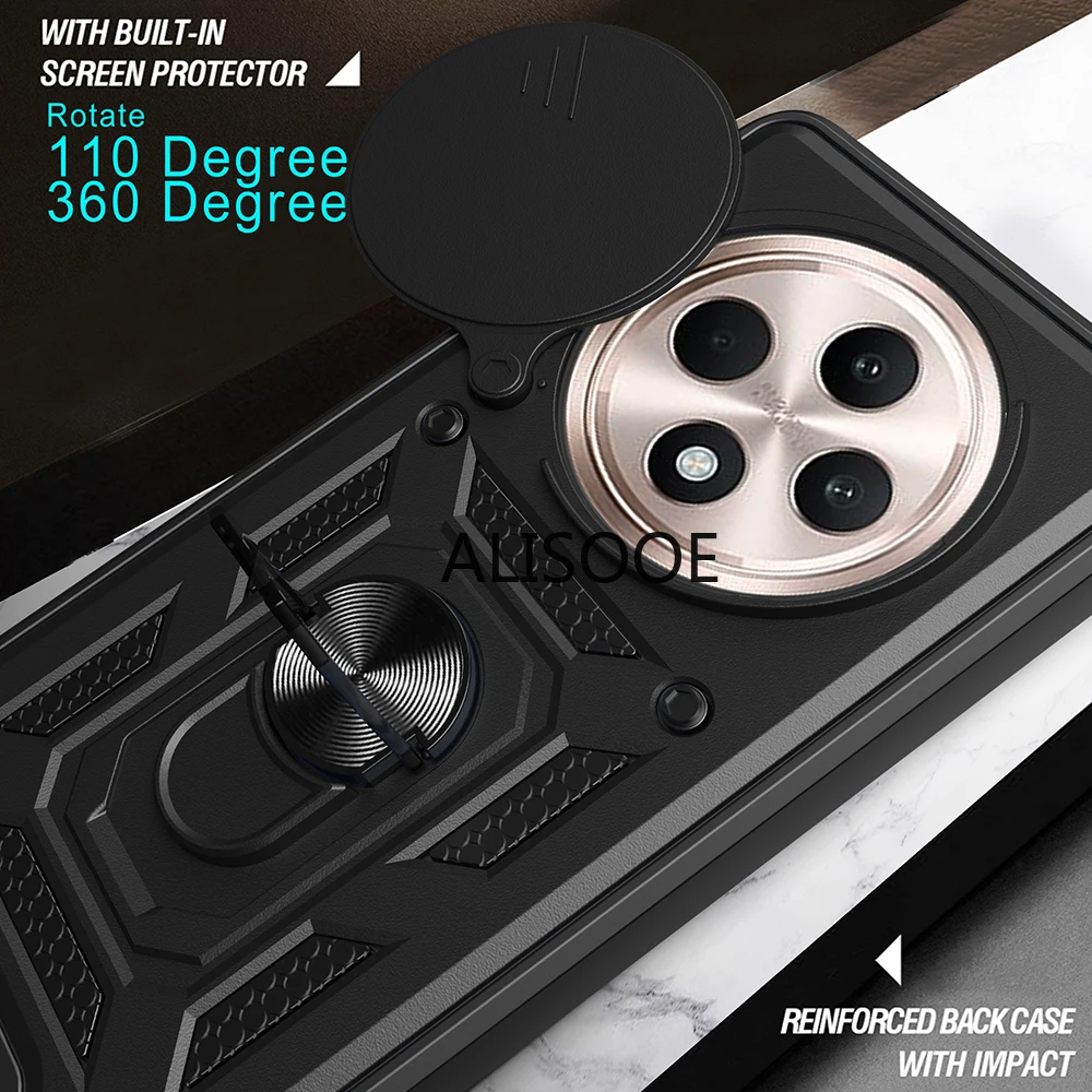 Premium Armor Case with Slide Camera Lens Protector and Ring Stand