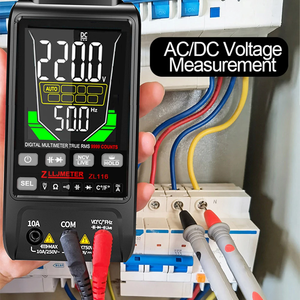 

ZL116 Цифровой мультиметр C USB Зарядчик с большим экраном 9999 Автоматическое измерение напряжения переменного и постоянного тока