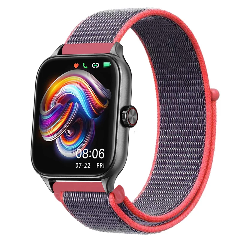 Sport Nylon Loop Bracelet Strap, 22mm or 20mm, Compatible with Popular Smartwatches