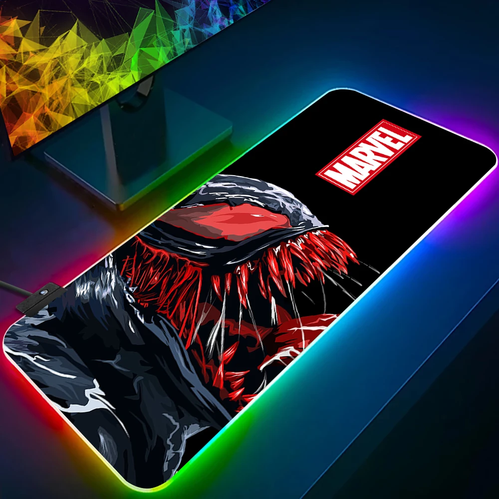 

Marvel Venom RGB Pc Gamer Keyboard Mouse Pad Mousepad LED Glowing Mouse Mats Rubber Gaming Computer Mausepad