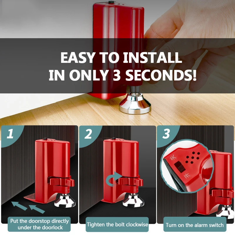 Portable Door Lock and Security Stopper for Travel and Accommodation Safety