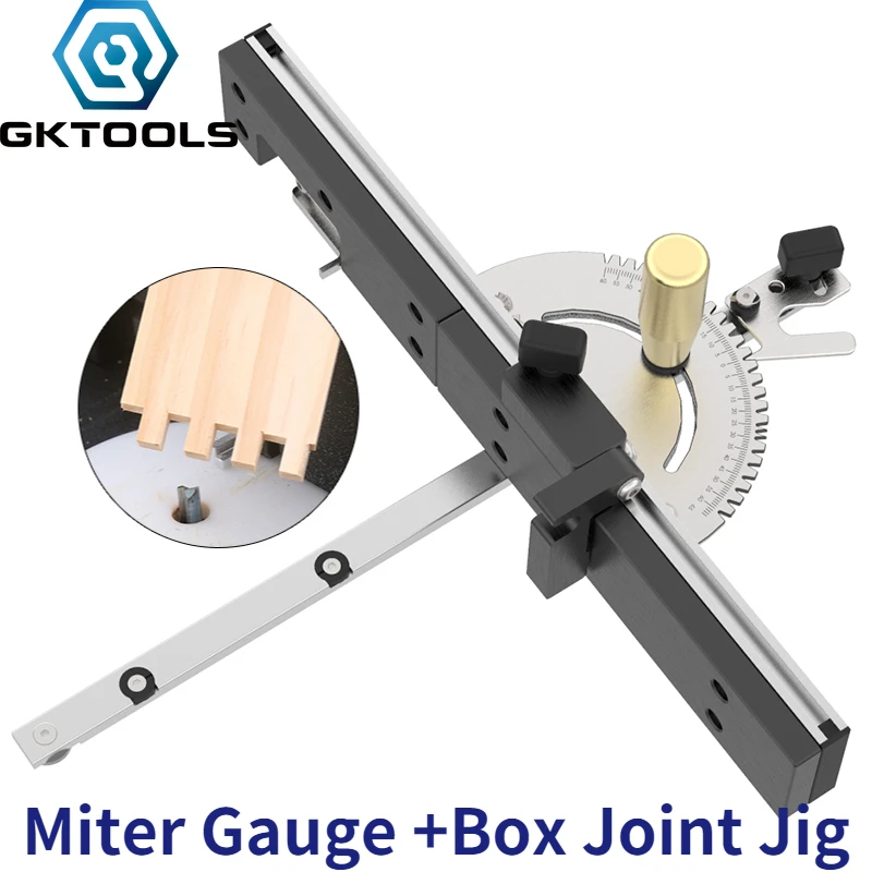 Box Joint Jig Miter Gauge Brass Aluminum Handle Assembly Rule With T