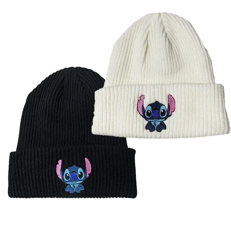 Stitch Knit Hat Cartoon Embroidered Benie Cap Cute Unisex Warm Stretchy Hats Christmas Gift for Adult Kids Outdoor Thermal Caps 2
