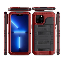 Heavy Duty Armor Metal Case with Military Protection and IP68 Waterproof Rating - iPhone 12 Pro (Red)