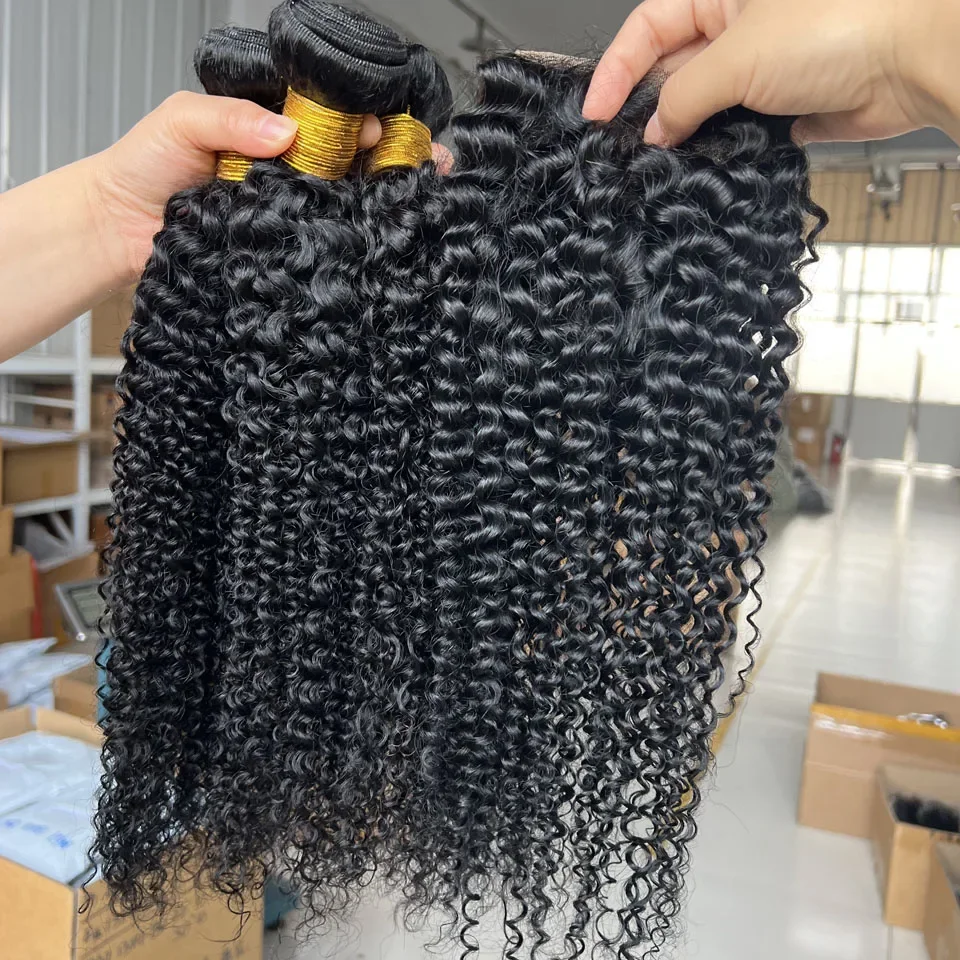 Afro Kinky Curly Deep Wave Echthaar-Bündel Lockiges Haar 30 Zoll Echtes Rohes Unbehandeltes Doppelt Gewebtes Haar-Bündel Extensions – Detail 3