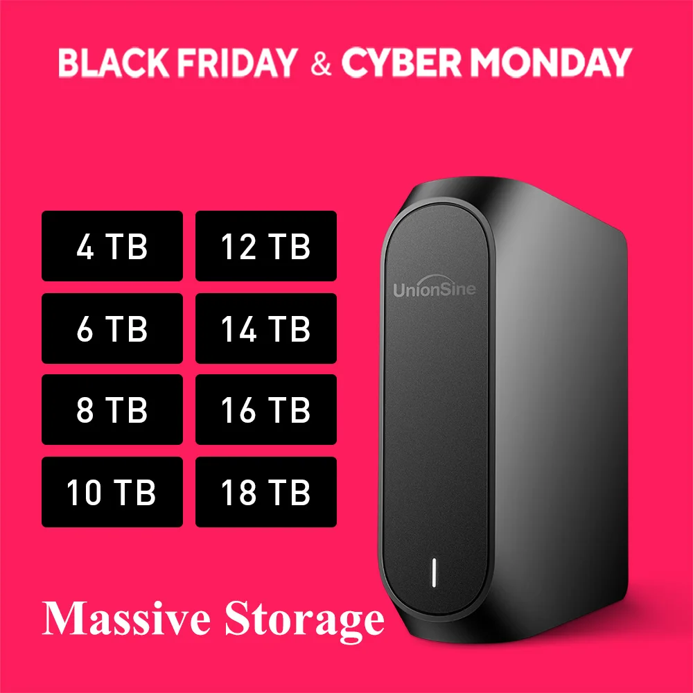UnionSine6/12/18TBLargeCapacityHDD-Type-CHigh-Speedfor4KTVRecording/CreatorStorage/Gaming