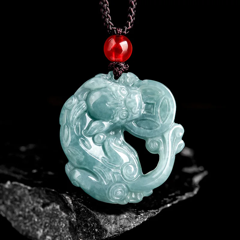 

Ожерелье с подвеской в виде Пикси из голубого нефрита, бирманские Подарки для женщин, настоящие ювелирные изделия, натуральный роскошный драгоценный камень, резные талисманы