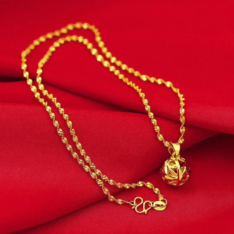 Gold shop with 9999 24K real gold necklace pendant love real gold necklace fashion Joker 5D gold wedding