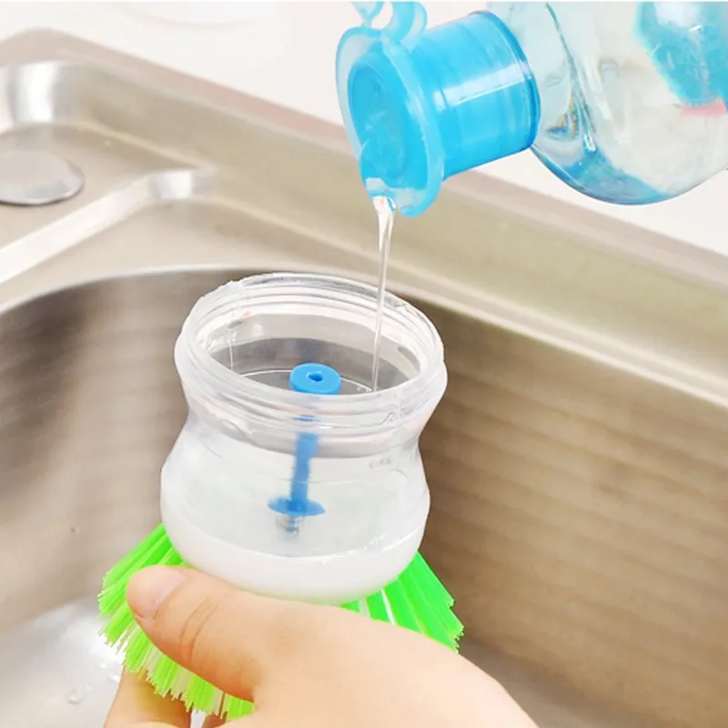 Kitchen Cleaning Tools Long Handle Dish Brush Liquid Soap Dispenser Cleaner  Dish Scrubber Brush Dishwashing Sponge Pot Washing Wipe - Temu