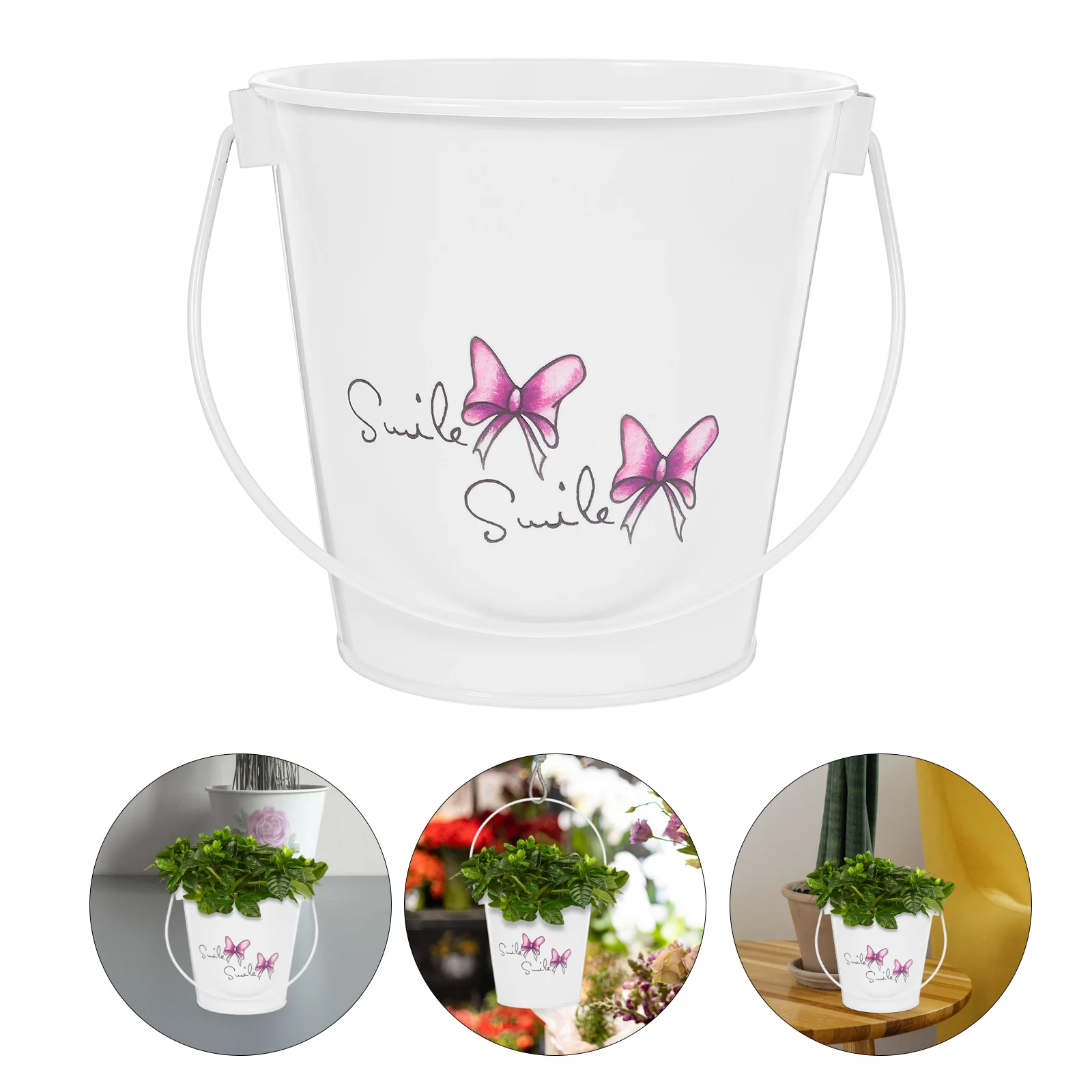 

Tin Bucket Flower Pot Retro Iron Flowerpot Creative Plant Vase Floral Arrangement Container Vintage Adornment Planter Metal