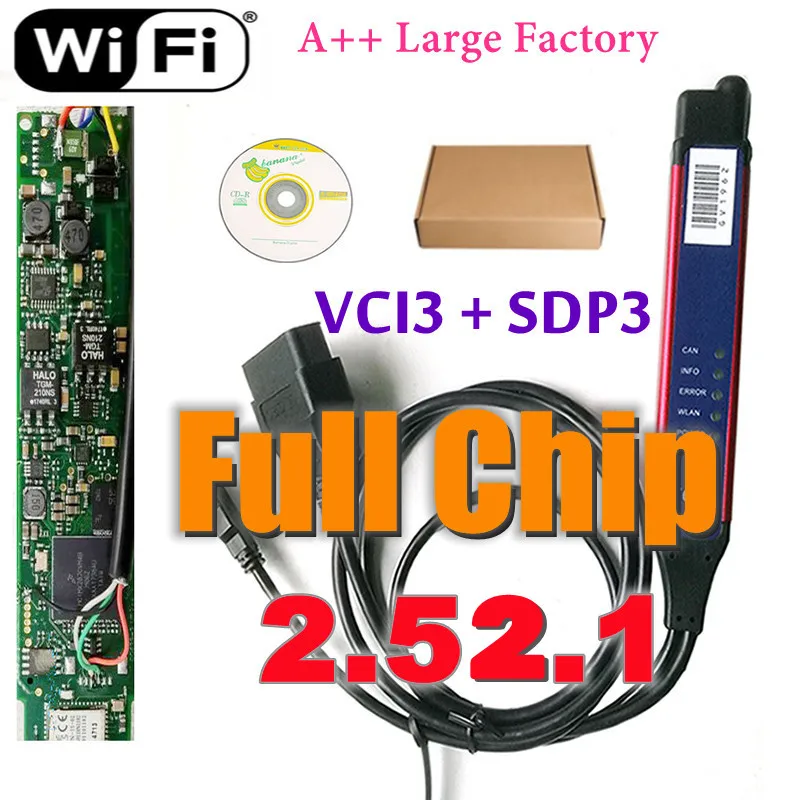 Full Chip A++ SDP3 VCI3 OBDII Scanner Wifi for Scania VCI-3 SCAN Trucks Heavy Duty Diagnostics VCI 3 V2.51.3 Work for WIN7 WIN10 car battery reader Diagnostic Tools