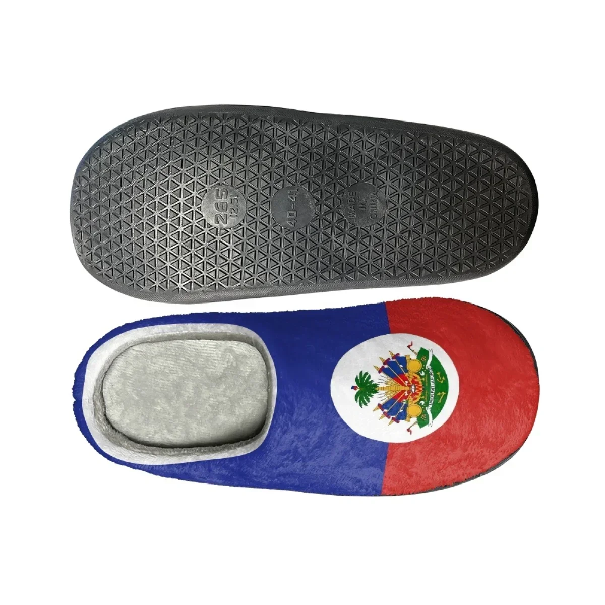 Winter Men Shoes Haiti Flag Print Indoor House Cotton Slippers Warm Non-Slip Slippers Zapatos Mujer Couple Women Home Footwear
