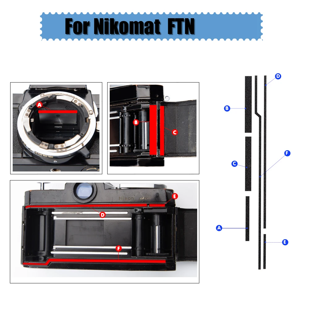 Film Camera Repair Kits Accessories for Nikkormat FTN Self Adhesive Light Proof Camera Seal Foam Sponge