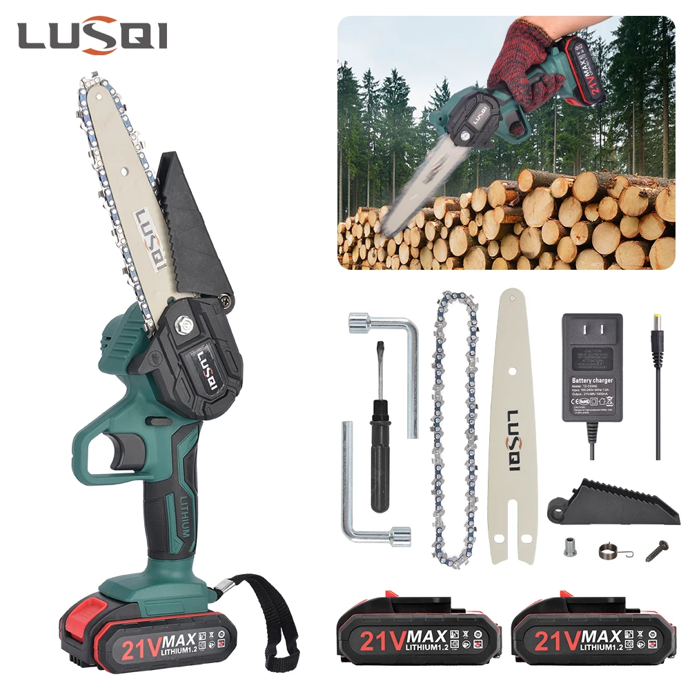 LUSQI 21V 6inch Mini Electric Pruning Chainsaw With Rechargeable