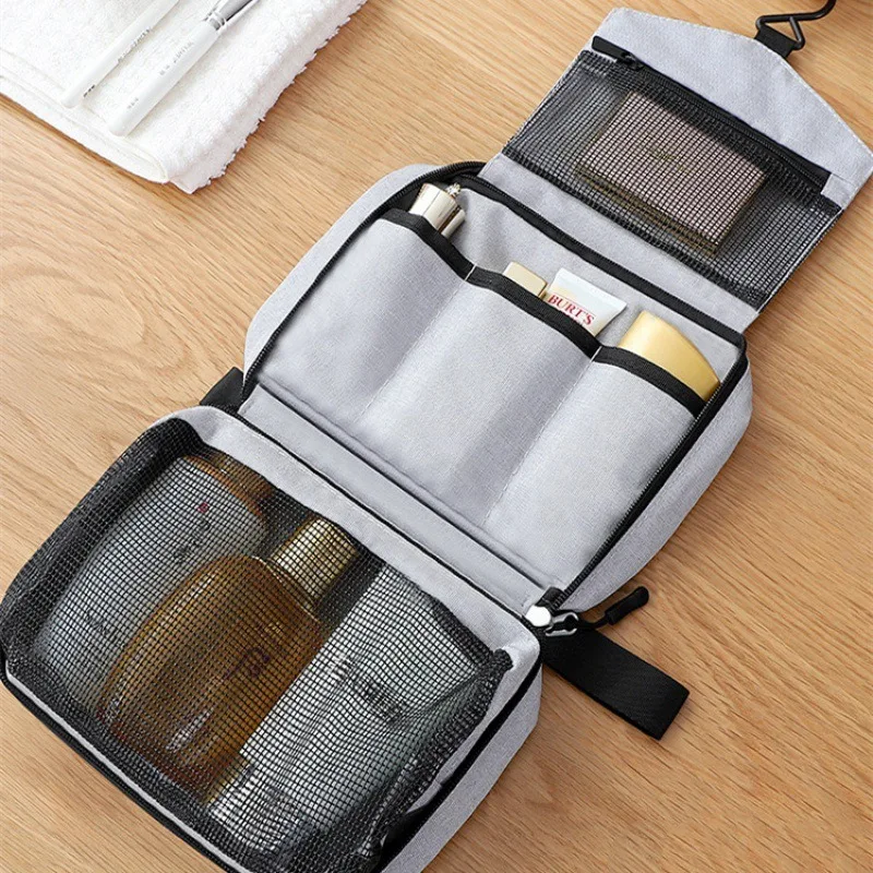 1pcs Cationic Fabric Travel Toiletry Bag with Hanging Waterproof Cosmetic Organizer for Wet/Dry Separation 2