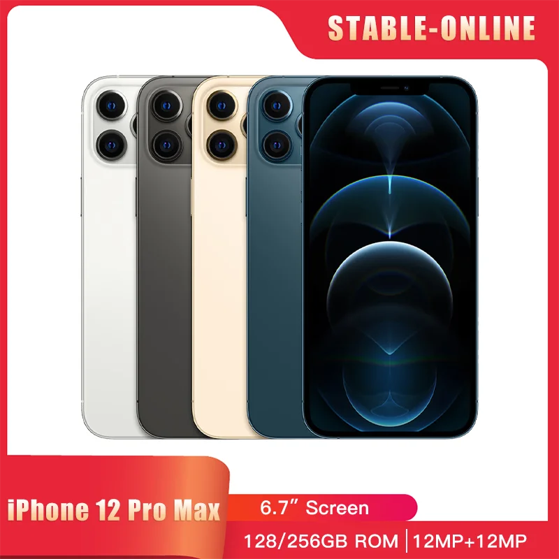 

Original iPhone 12 Pro Max 128GB 256GB ROM 6GB RAM Unlocked 5G Smartphone iPhone12 ProMax 6.7" OLED Face ID NFC Mobile Phone