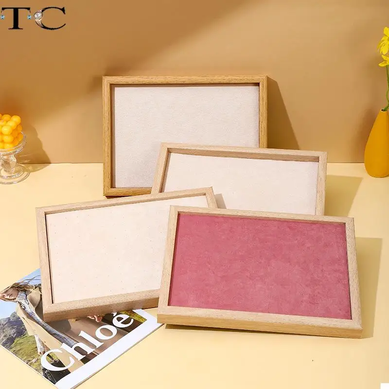 Wood Grain Jewelry Display Storage Tray Ring Earrings Necklace Pendant Bracelet Watch Pearl Brooch Storage Display Board