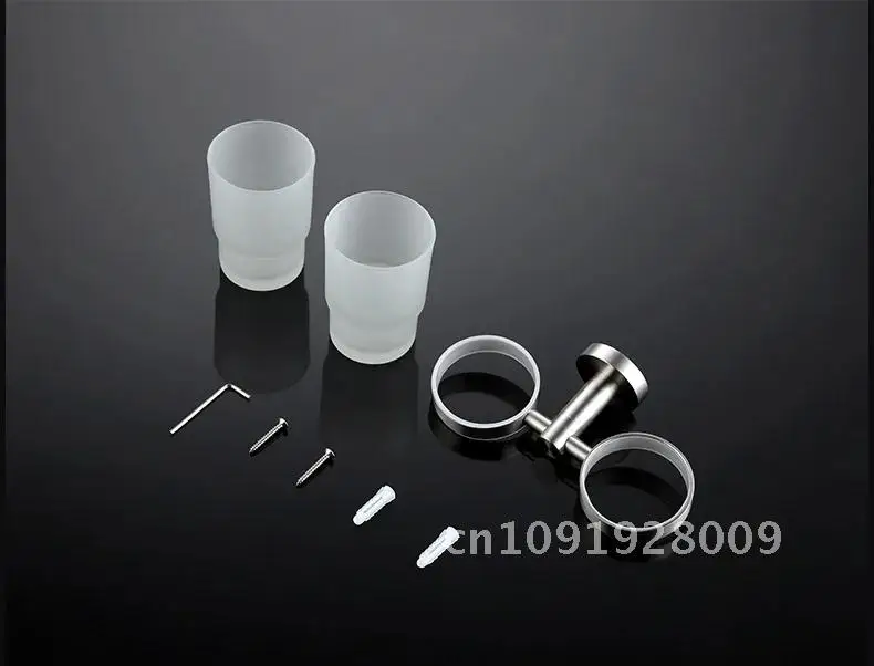 Toothbrush Double Cup Holder Sus304 Stainless Steel Glass Set Wall Mouth Accessories Cup Bathroom Holder Wash Mouthwash