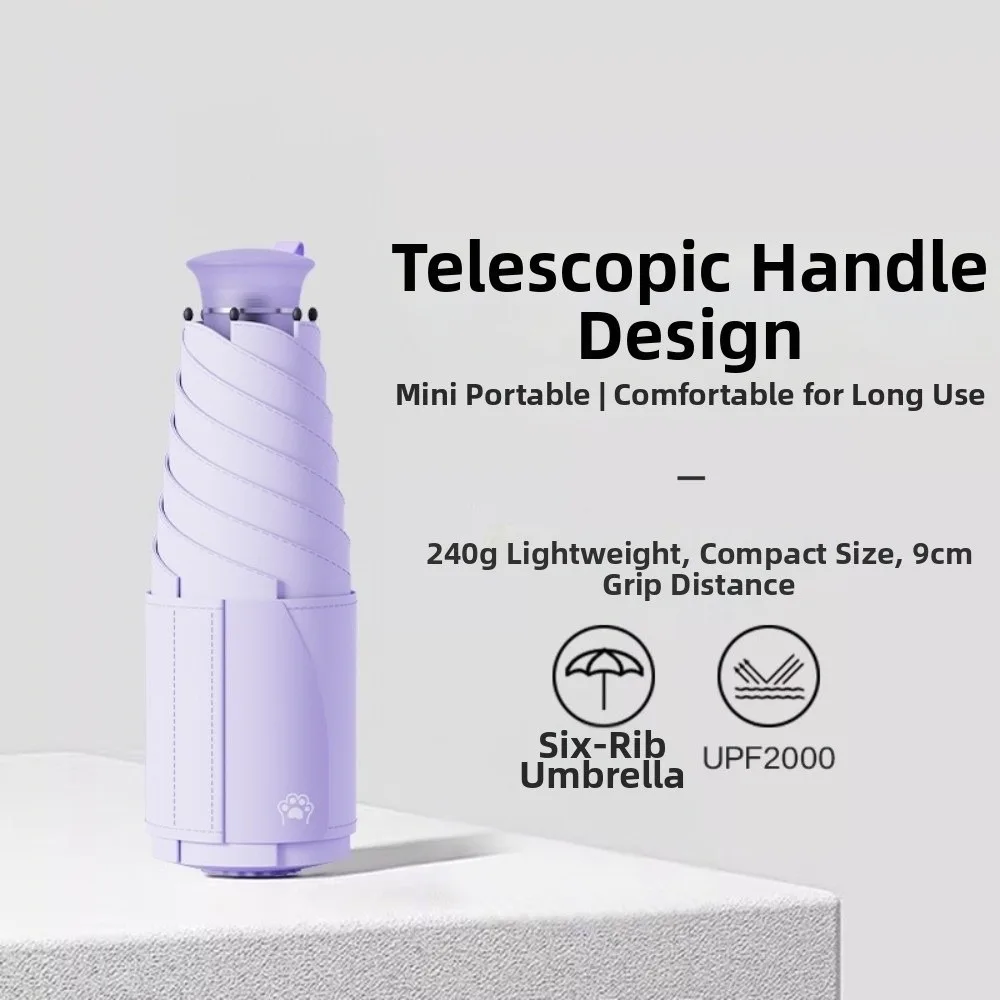 Titanium Silver UV Protection Sun and Rain Compact Folding Umbrella