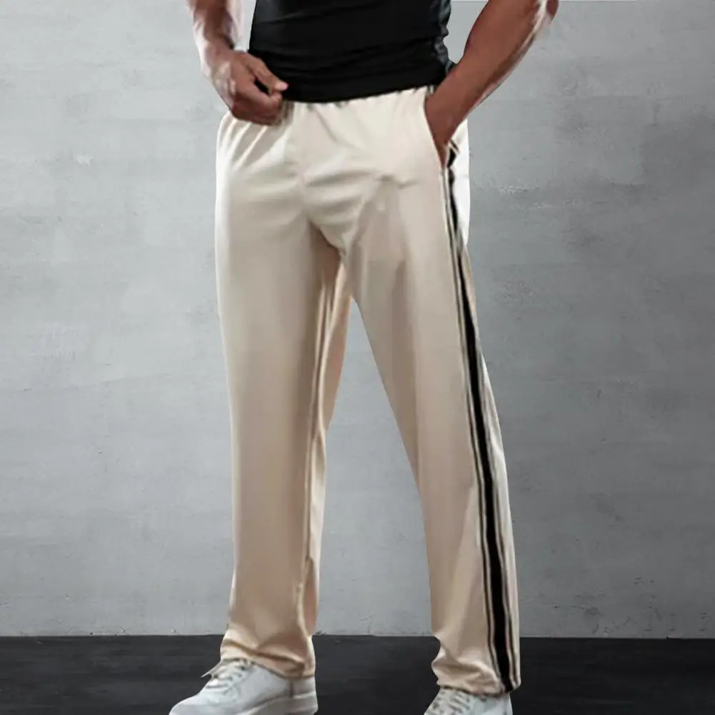 

Брюки мужские спортивные с эластичным поясом, свободные мягкие спортивные штаны с эластичным поясом, с полосками по бокам, для спортивного зала, тренировок, бега