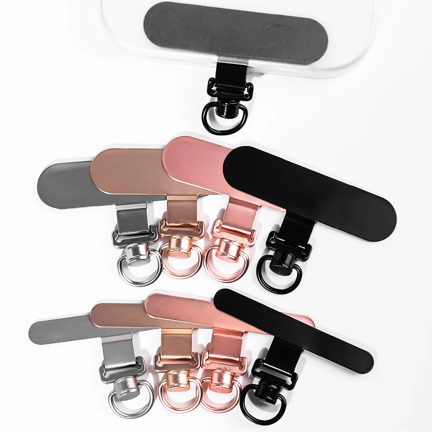 Phone Tether Tab 360° Rotatable Ultra-thin Universal Stainless Steel Phone Lanyard Clip Metal Patch Anti-Lost Strap Fixed Gasket