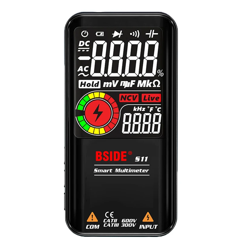 

BSIDE Digital Multimeter 9999 T-RMS 3.5"LCD Color Display DC AC Voltage Capacitance Ohm Diode multimetro NCV Hz Live wire Tester