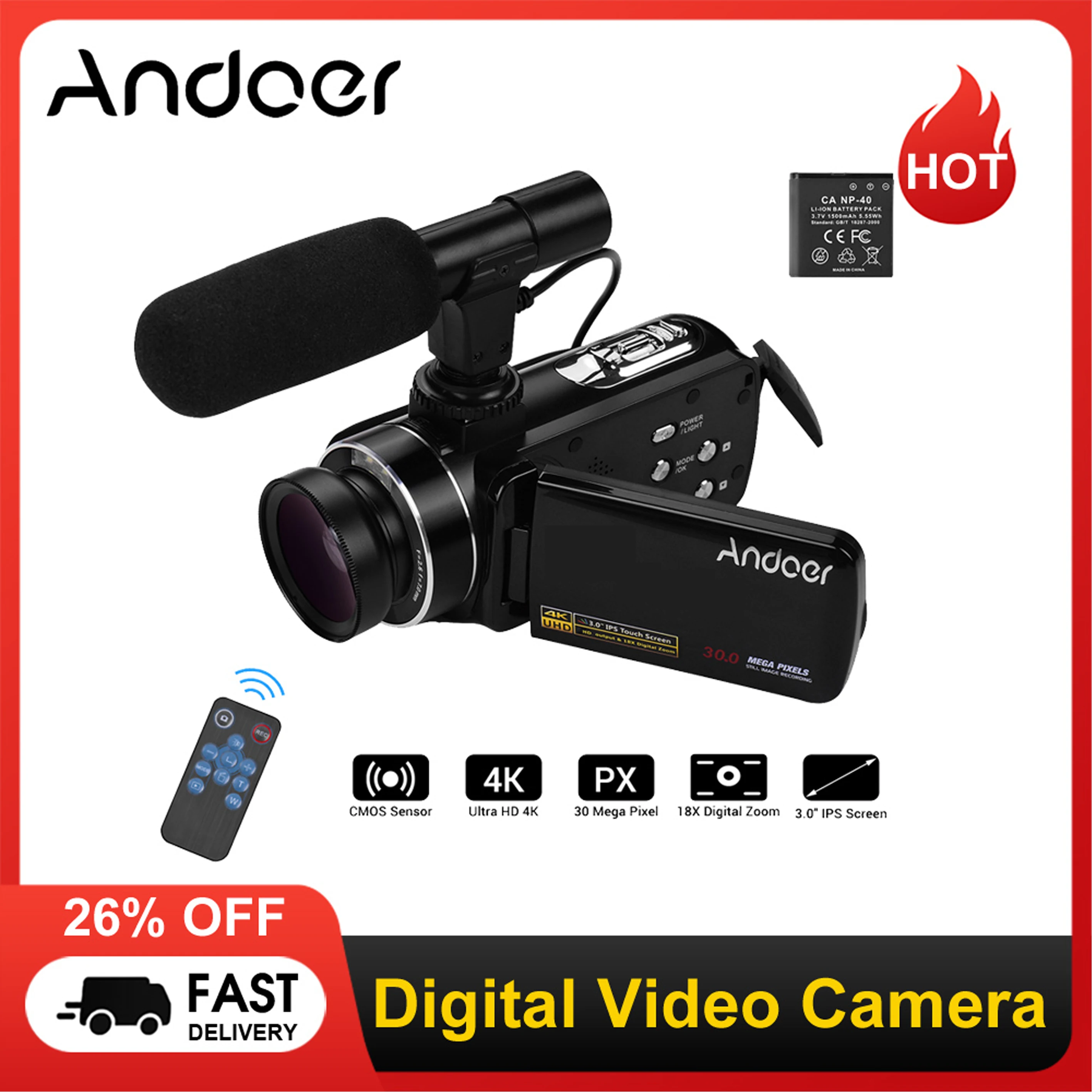 Andoer- カメラ カムコーダー ビデオ 撮影 用のプロフェッショナルで頑丈なパノラマ 三脚 油圧 ヘッド 最大負荷10kg andoer 4Kビデオカメラ