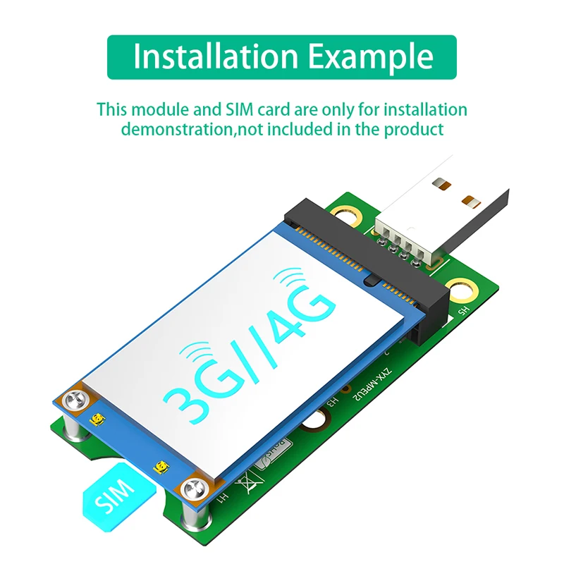 미니 PCIE 모듈 USB 3.0 네트워크 어댑터 카드 라이저, SIM 슬롯 전원 LED 지원, WWAN LTE GPS 미니 PCI 익스프레스 카드, 3G, 4G