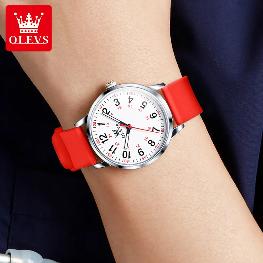OLEVS Quartz Watch for Women Nurse Silicone Strap Waterproof Luminous Elegant Fashion Women's Wristwatches Reloj Mujer Clock