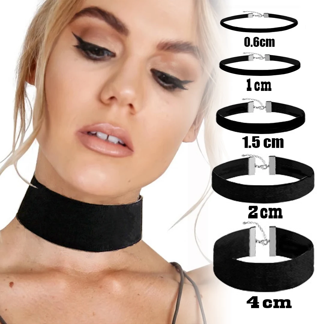 Gothic choker necklace Korean Fashion Womens Punk Gothic Soft Black Velvet Choker Necklace Girl Neck Jewelry Colar Feminino