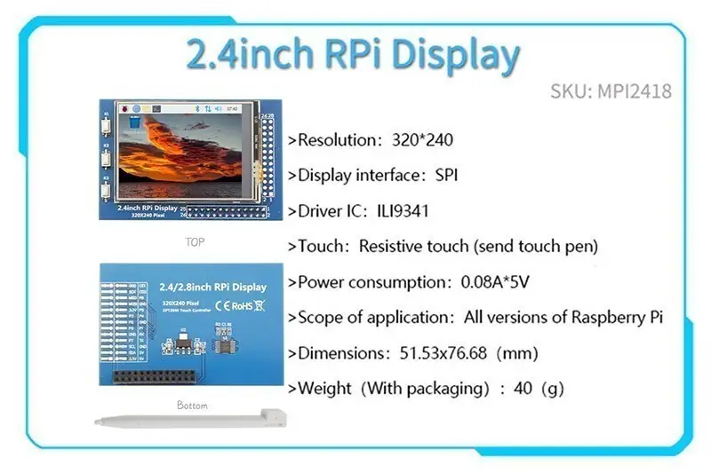 2.4/2.8/3.2/3.5 inch GPIO Series 2.4 inch/2.8 inch/3.2 inch/3.5 inch Touch Screen Display for Raspberry Pi 4B 3B B+ ZERO image 2