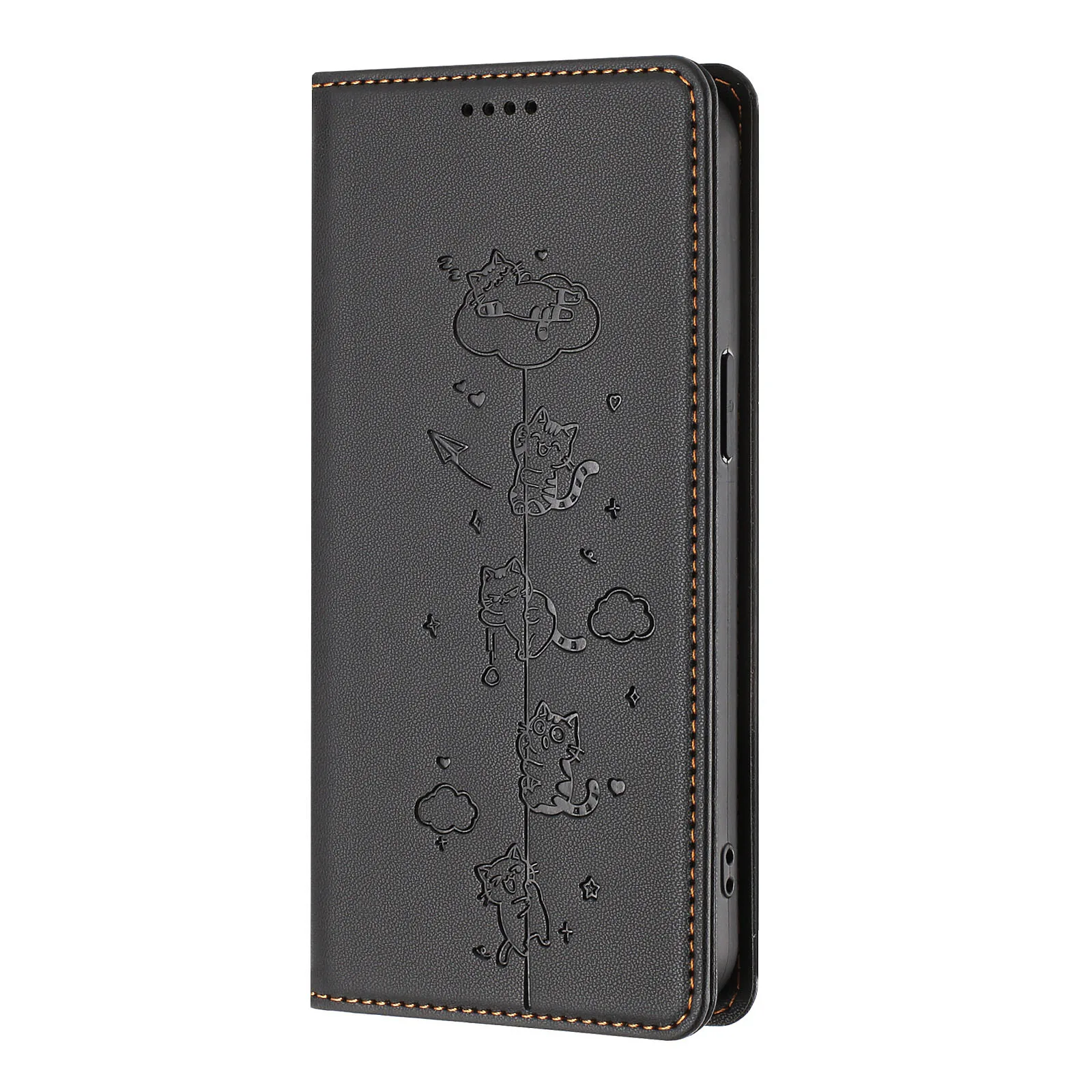 Chic Cat Phone Case: Magnetic Leather Flip Cover with Card Holder