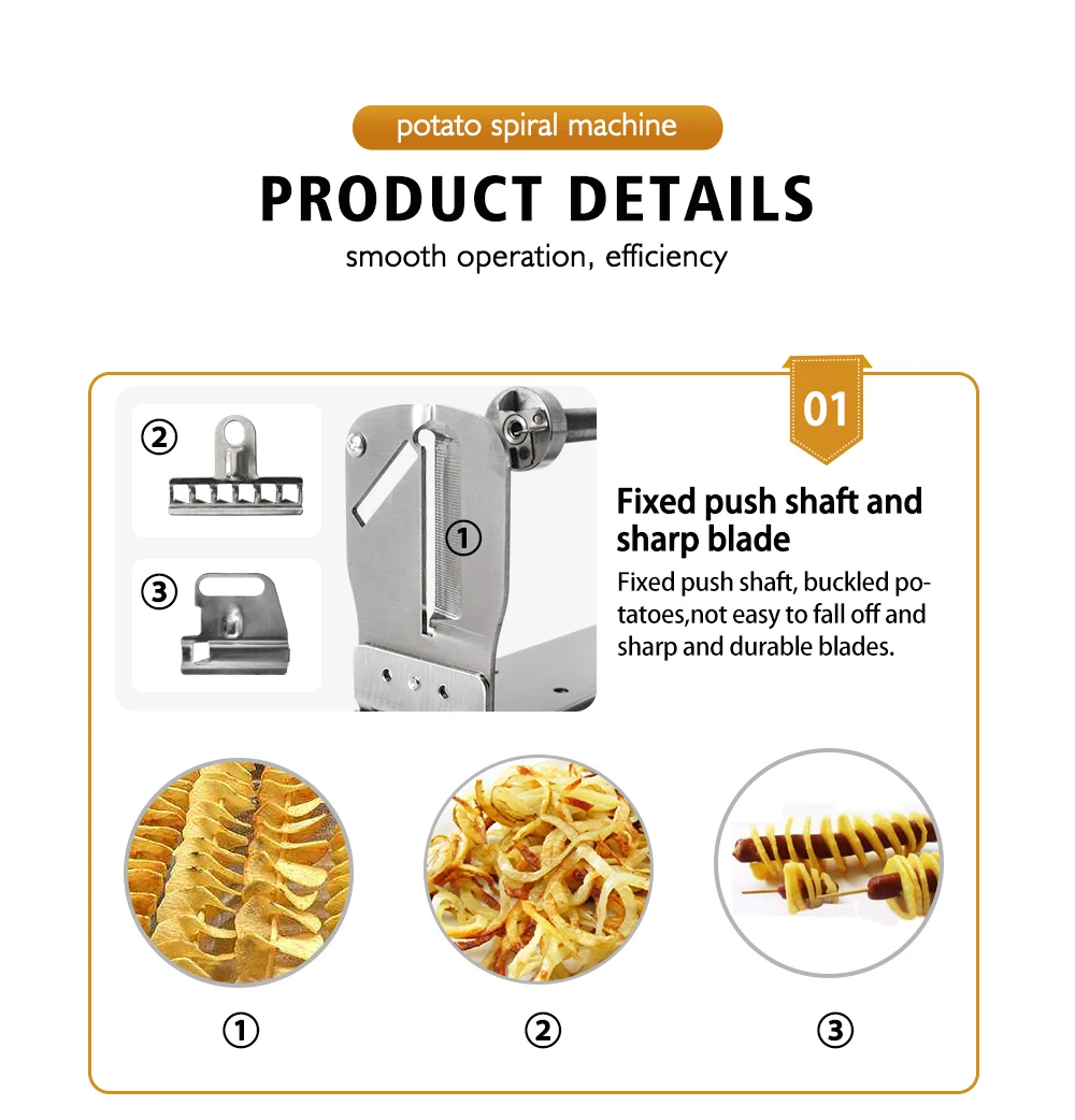 Description Picture 6 of itemITOP Twist Tornado Potato Cutter Manual Spiral Potato Slicer 3 Functions Food Processor Vegetable Curly Fries Twister Slicer