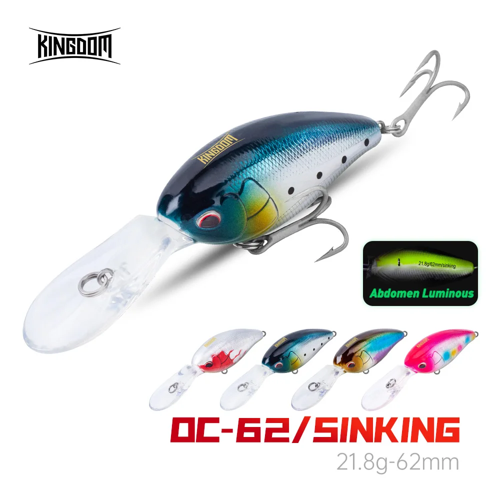 KINGDOM Kingpro Big Crankbait Fishing Lure 62mm 21.8g Sinking Artificial Hard Sea Wobbler