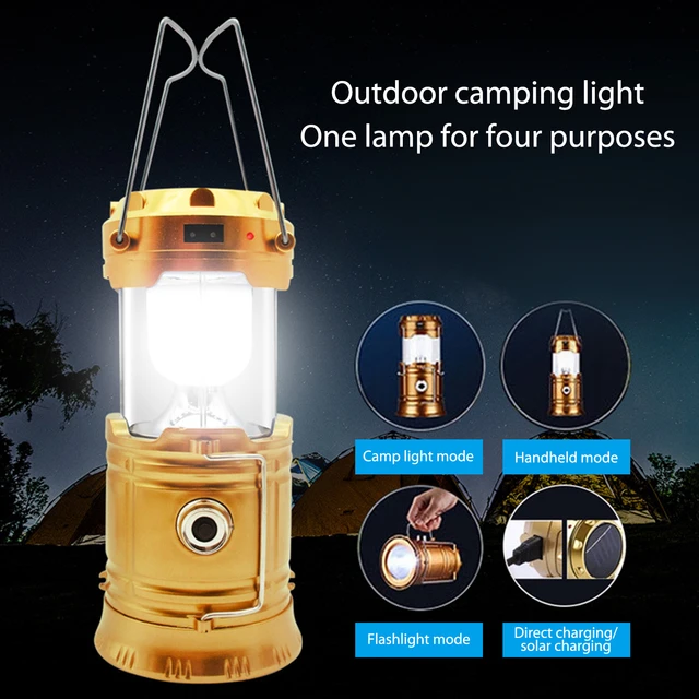 Plegable Luces de Camping Recargable Lampara Solar Emergencia Linterna LED  Camp